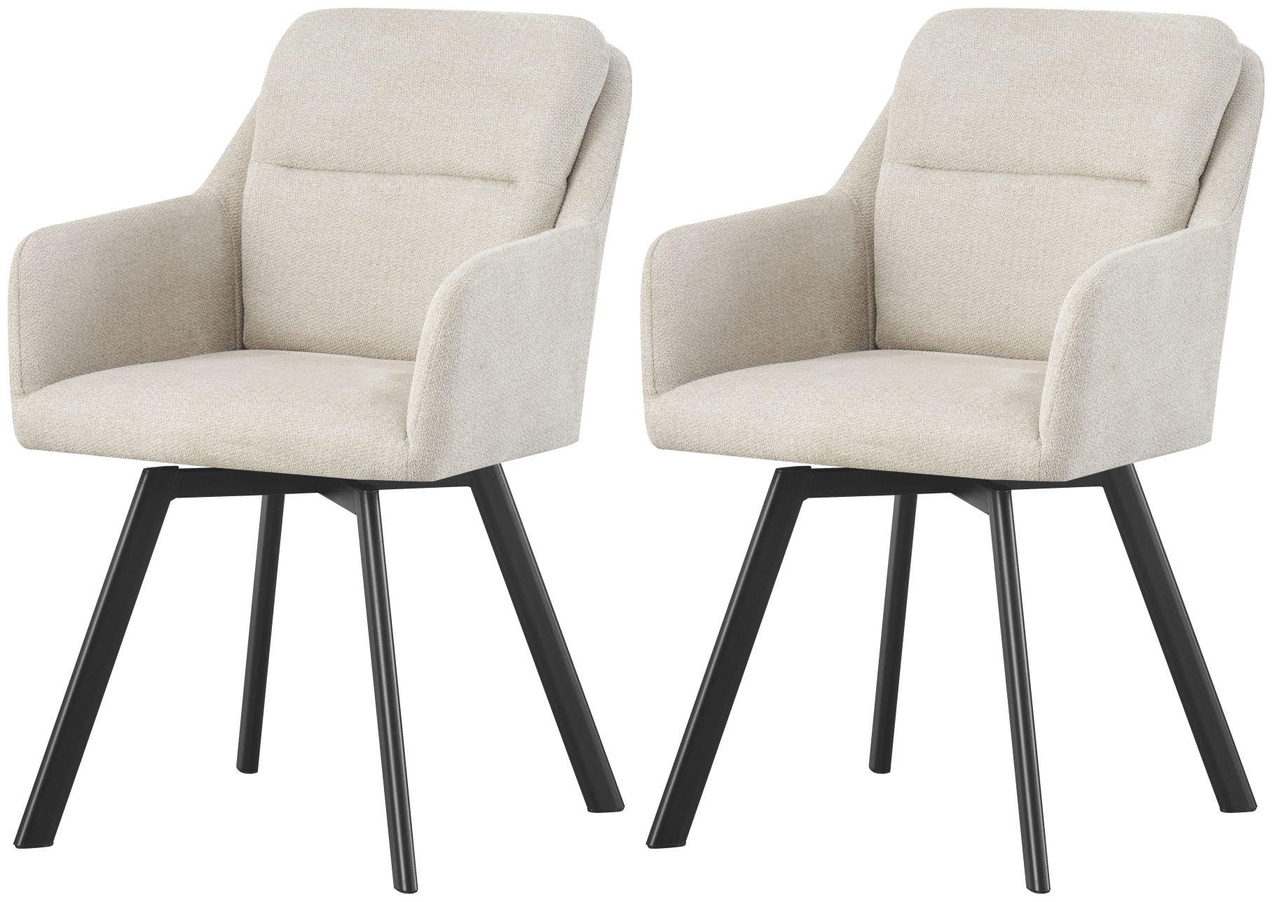 ARMLEHNENSTUHL Sophie creme 2er Set - Creme/Schwarz, Textil/Metall (53/87/62cm) - Xonox