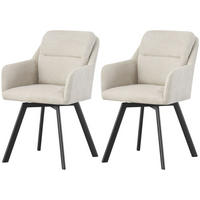 ARMLEHNENSTUHL Sophie creme 2er Set - Creme/Schwarz, Textil/Metall (53/87/62cm) - Xonox
