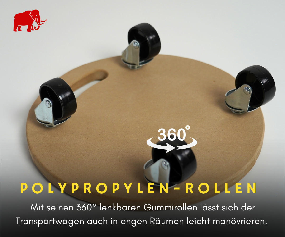 TRANSPORTROLLER 4er-Set mit 4 Rollen Rund 11x30x30 cm Traglast 100kg MDF Holzplatte Braun - Braun, Holzwerkstoff (30/30/11cm) - PROREGAL