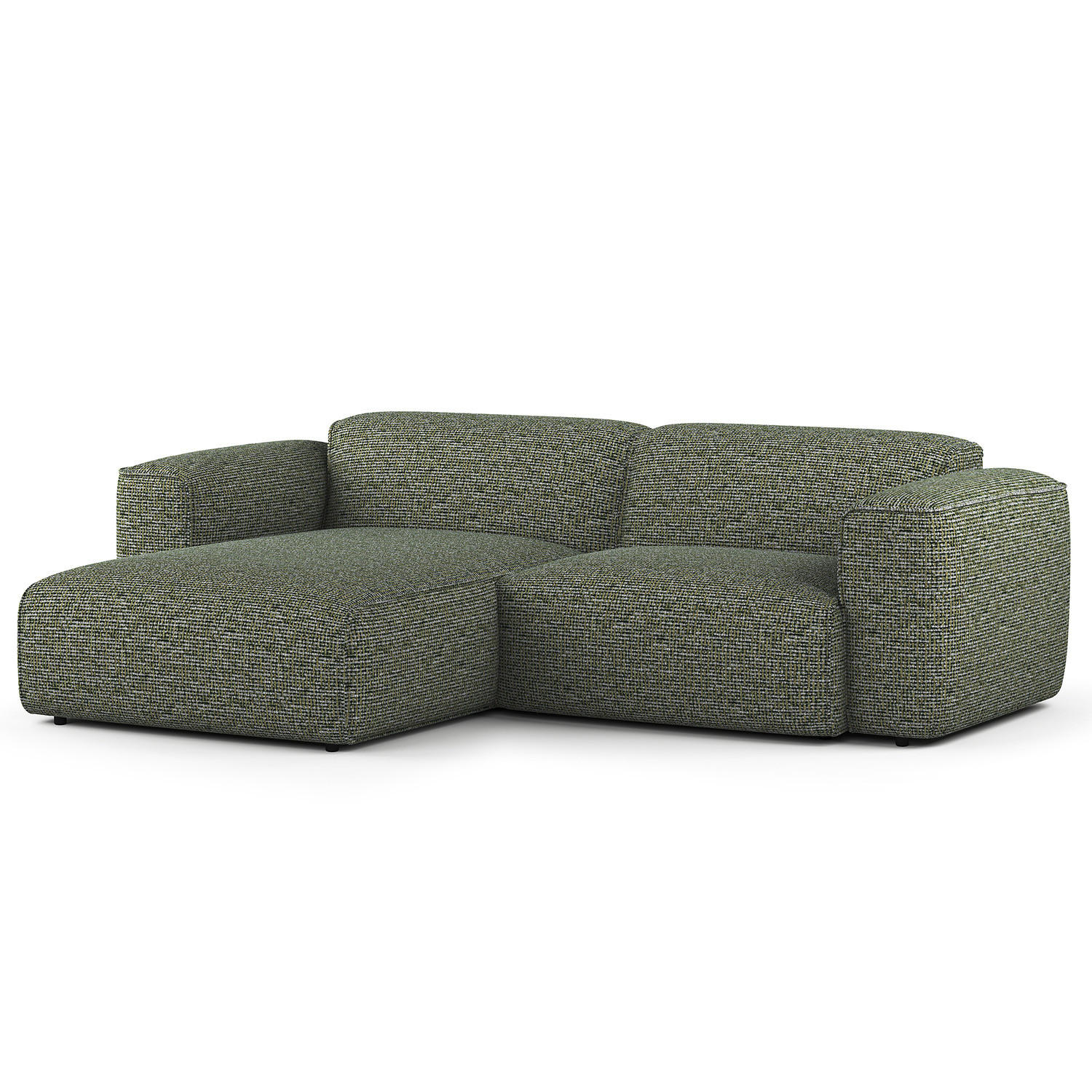 1,5-SITZER ECKSOFA mit Longchair - Schwarz/Grün, Kunststoff/Textil (260/173cm) - home24