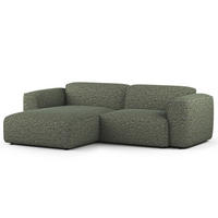 1,5-SITZER ECKSOFA mit Longchair - Schwarz/Grün, Kunststoff/Textil (260/173cm) - home24