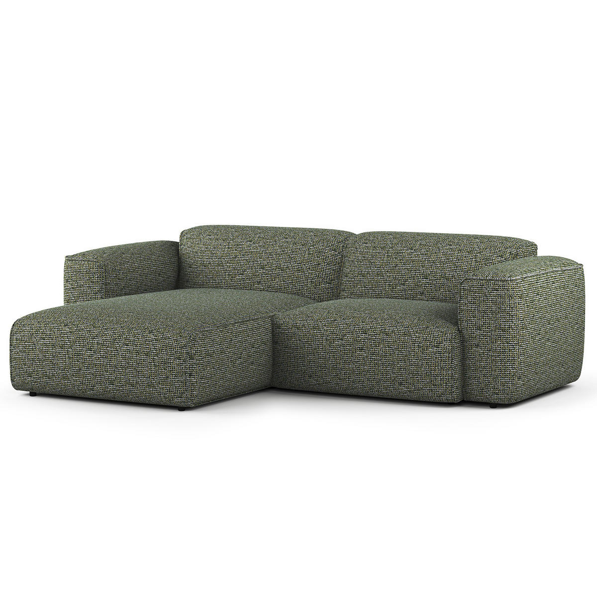 1,5-SITZER ECKSOFA mit Longchair - Schwarz/Grün, Kunststoff/Textil (260/173cm) - home24