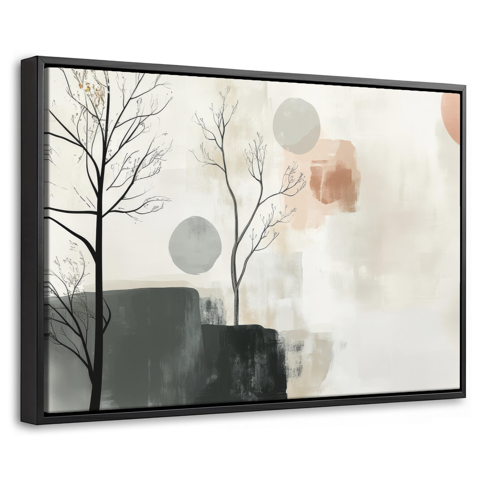 LEINWAND Bilder mit Rahmen - Wabi sabi - Beige - Pflanze - 30x20 - Sandfarben, Textil (30/20cm) - MuchoWow