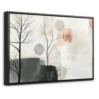 LEINWAND Bilder mit Rahmen - Wabi sabi - Beige - Pflanze - 60x40 - Sandfarben, Textil (60/40cm) - MuchoWow