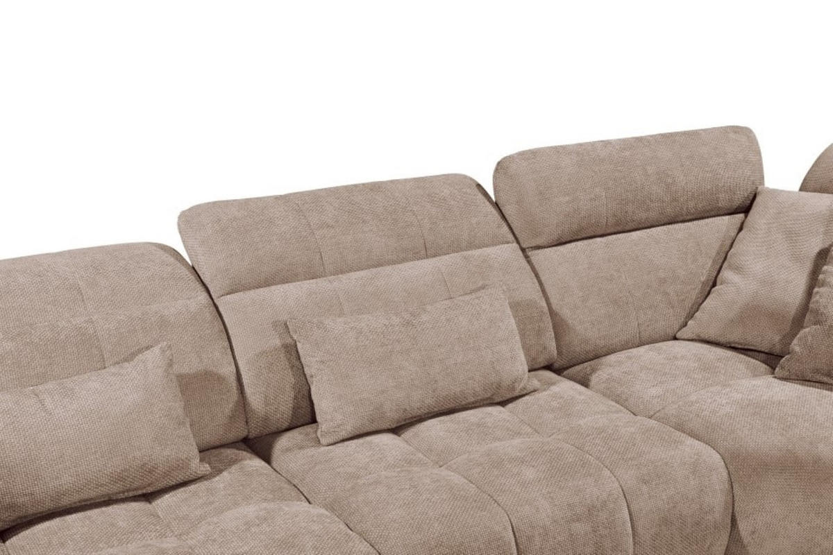 ECKSOFA mit verstellbaren Kopflehnen und Nosagfederung - Hellbraun, Textil (285/339cm) - ed exciting design
