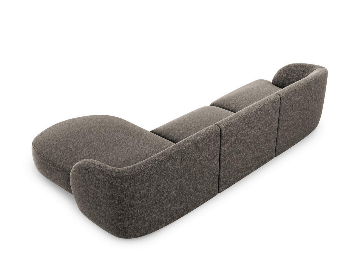 ECKSOFA rechts Miley aus Chenille-Stoff grau 4 Sitzplätze - Grau, Textil (156/255cm) - Micadoni