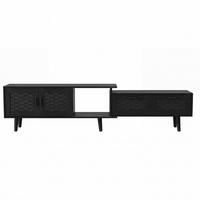 FERNSEHSCHRANK Ausziehbar 146-180cm Schwarz mit Weidengeflecht, Skandi - Schwarz, Holz (29.8/44/146cm) - CASIVA