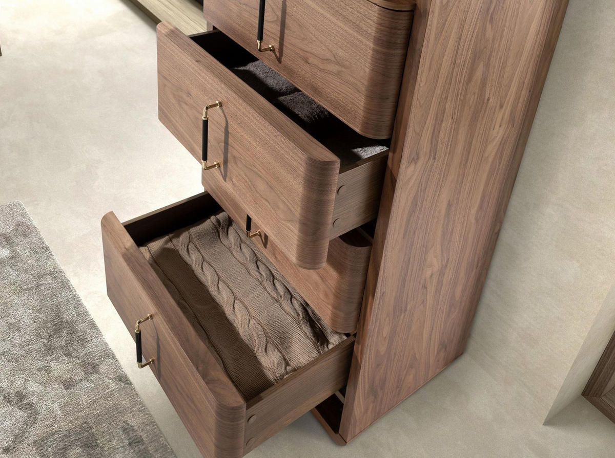 KOMMODE aus Nussbaum und PVC 60/43/117 cm - Goldfarben/Nussbaumfarben, Holz/Holzwerkstoff (60/117/43cm) - ANGEL CERDA