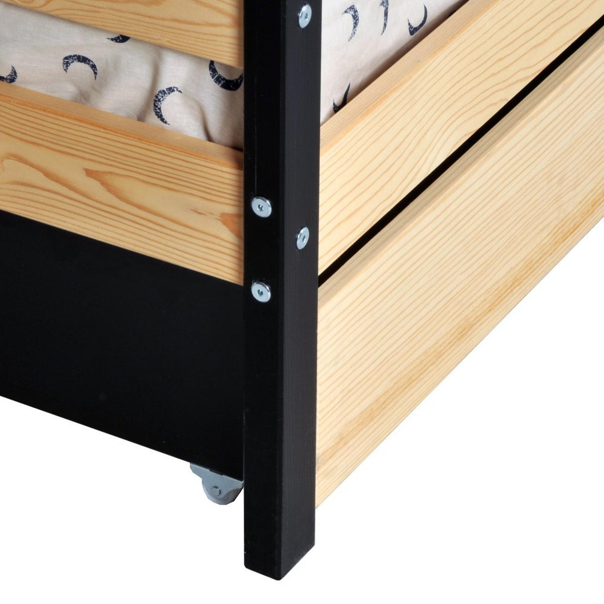 HAUSBETT ETOILE/ SPIELBETT 90x190 + 2 Schubladen - Schwarz und Naturholz - Multicolor, Holz/Holzwerkstoff (90/190cm) - Weber Industries