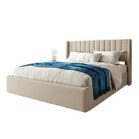 POLSTERBETT 140×200 cm aus Leinen-Stoff mit Hydraulik-Stauraum und Matratze, beige - Beige, Textil (140/200cm) - Luhomfu
