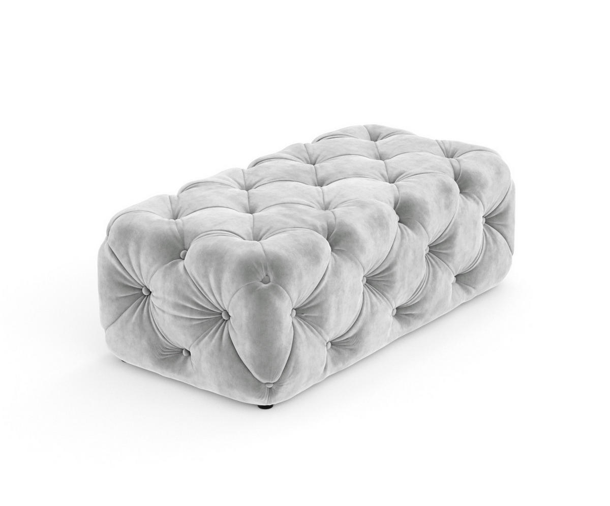 POUF Cosimo Hellgrau Samtstoff - Hellgrau/Schwarz, Holz/Holzwerkstoff (130/39/65cm) - Maison de Reve