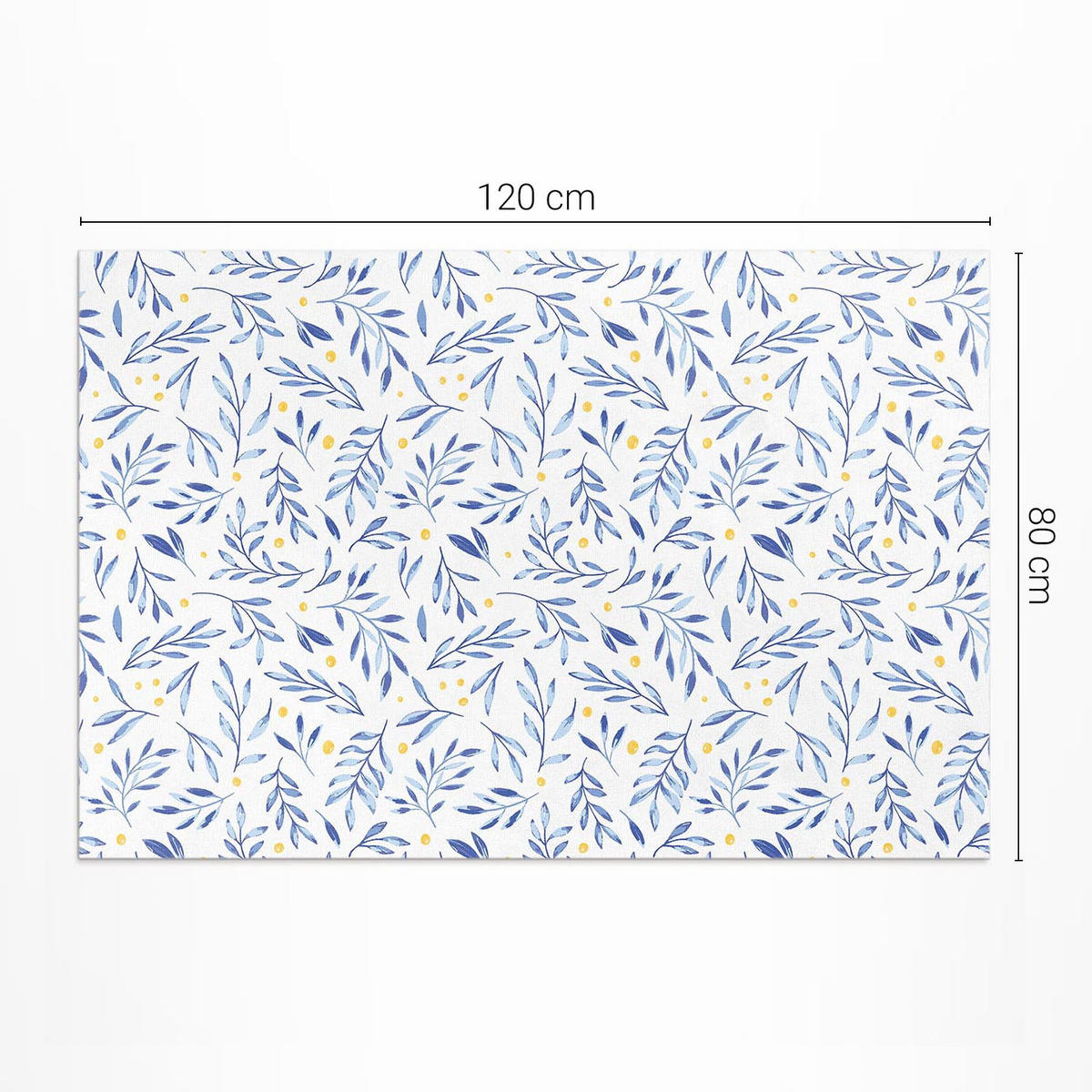 TEPPICH 80x120 cm Subtile Aquarellzweige mit Boho-Akzenten - Dunkelblau, Kunststoff (80/120cm) - Wallfluent