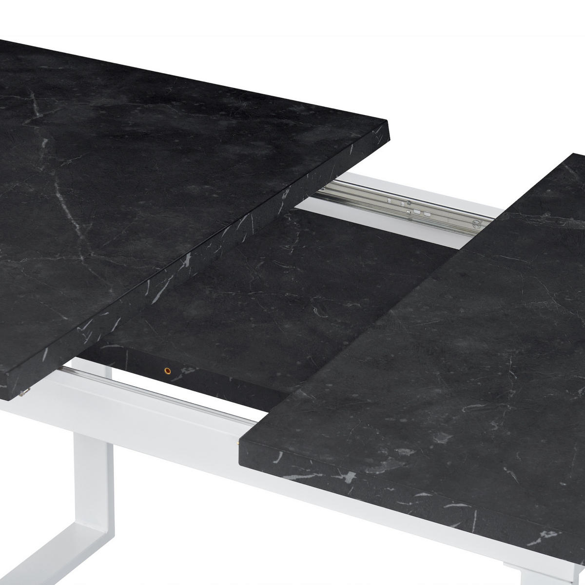 ESSTISCH LEVIN 120-160/80/76 cm Marmor-Schwarz - Anthrazit/Weiß, Holzwerkstoff/Metall (80/120/77cm) - B&D Home