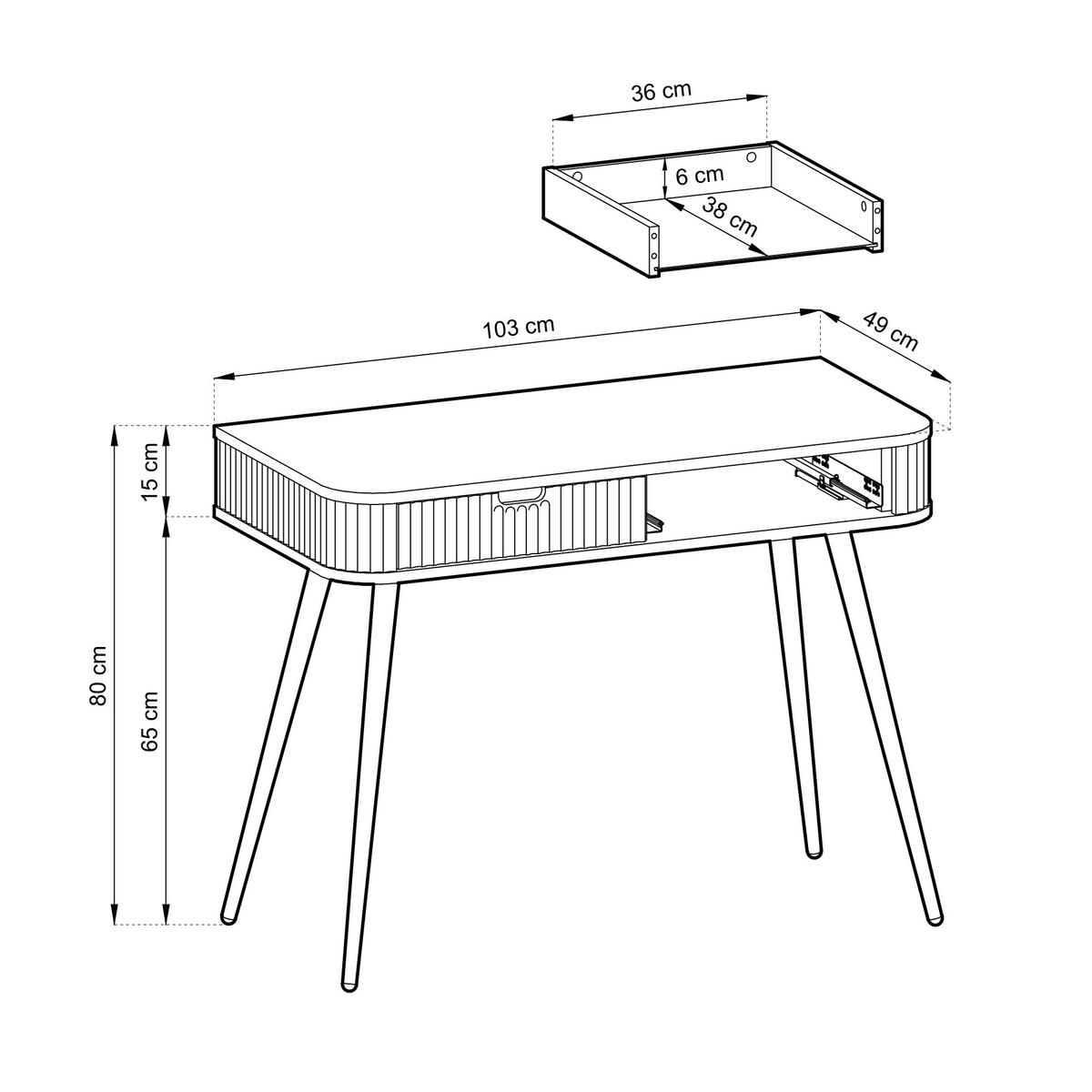KONSOLENTISCH MORDEN TOA1 Abgerundeter Korpus Kaschmir Kaschmir - Kaschmir, Holzwerkstoff/Kunststoff (49/103/80cm) - Komodee