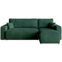 ECKSOFA PUMI mit Schlaffunktion Dunkelgrün Cord - Dunkelgrün, Textil (244/148cm) - Bromarkt