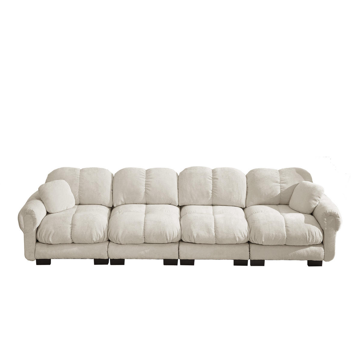 4-SITZER-SOFA DE-34384 Steppdesign Hellkhaki - Sandfarben, Textil (86/90/330cm) - ComfortXL
