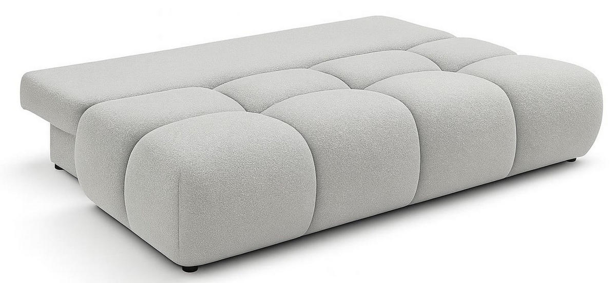 SCHLAFSOFA MILA, Sofa mit Schlaffunktion und Bettkasten, Farbe: Hellgrau, Bouclé-Stoff - Hellgrau, Textil (214/89/104cm) - Sepro Meble