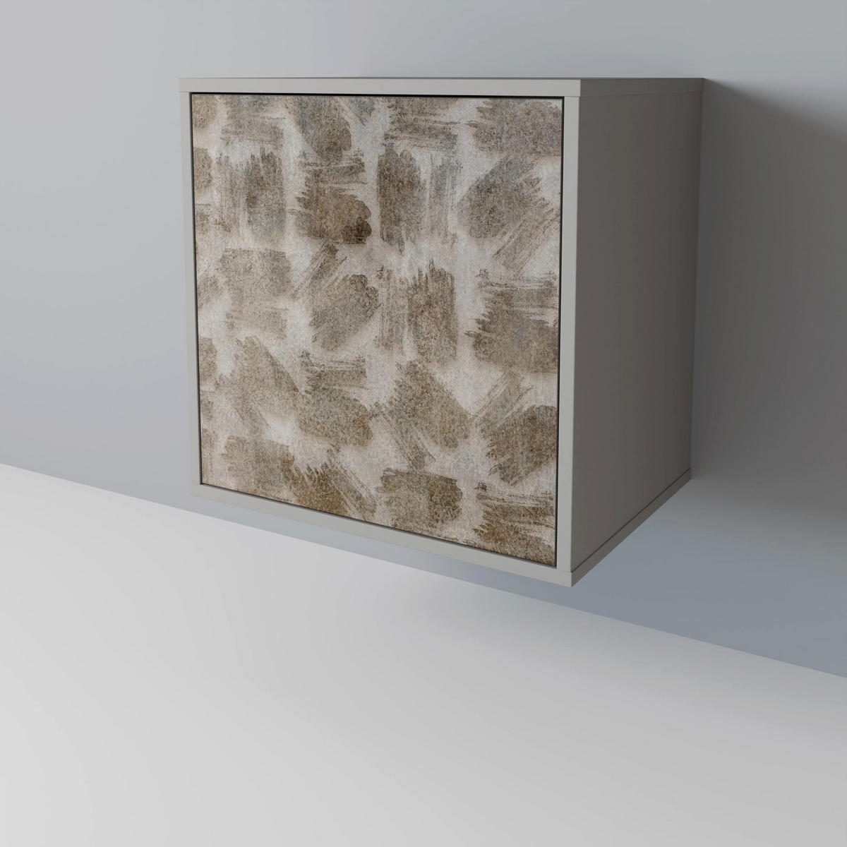 SIDEBOARD SLIGHTLY BLURRED, Grau, 57,5x42x72,5 cm, Schwarze Metallfüße - Multicolor/Schwarz, Holzwerkstoff/Metall (57.5/72.5/42cm) - SpaceRebels