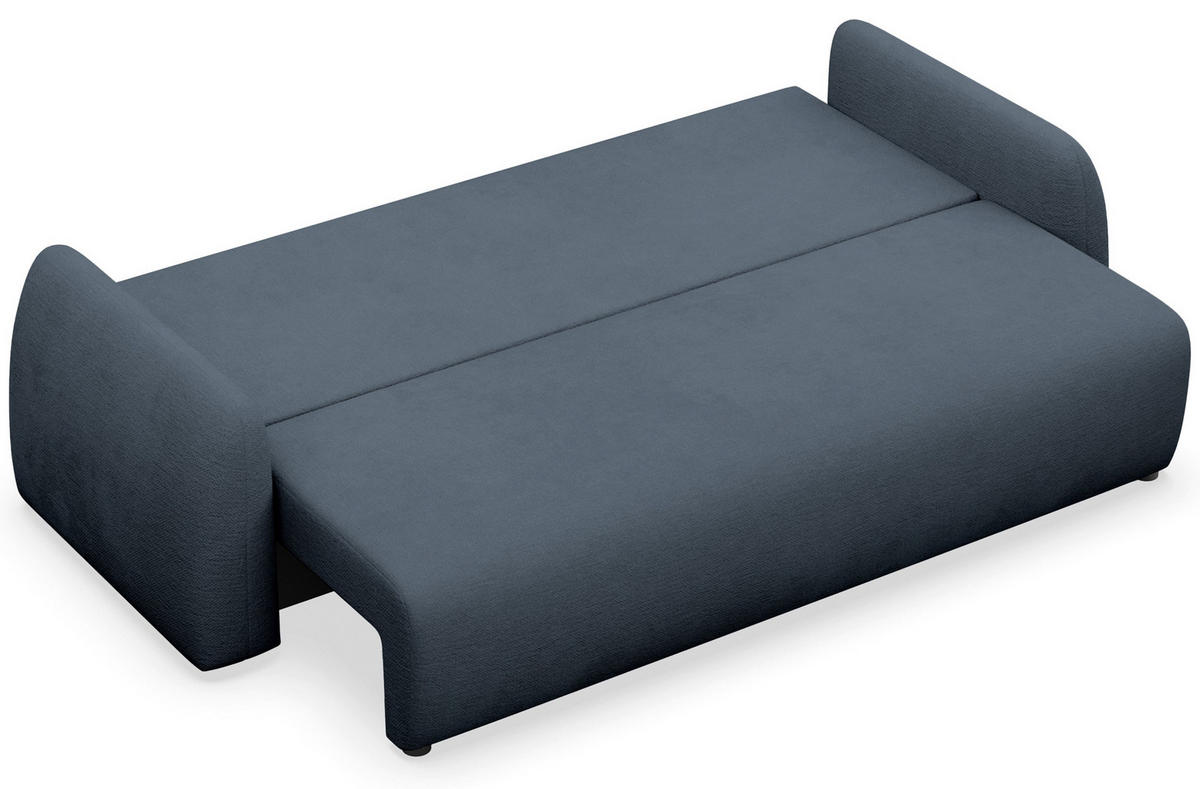 3-SITZER SOFA Nubelle dunkelblau Chenille-Bezug, wasserabweisend - Schwarz/Dunkelblau, Kunststoff/Textil (244/85/93cm) - Selsey