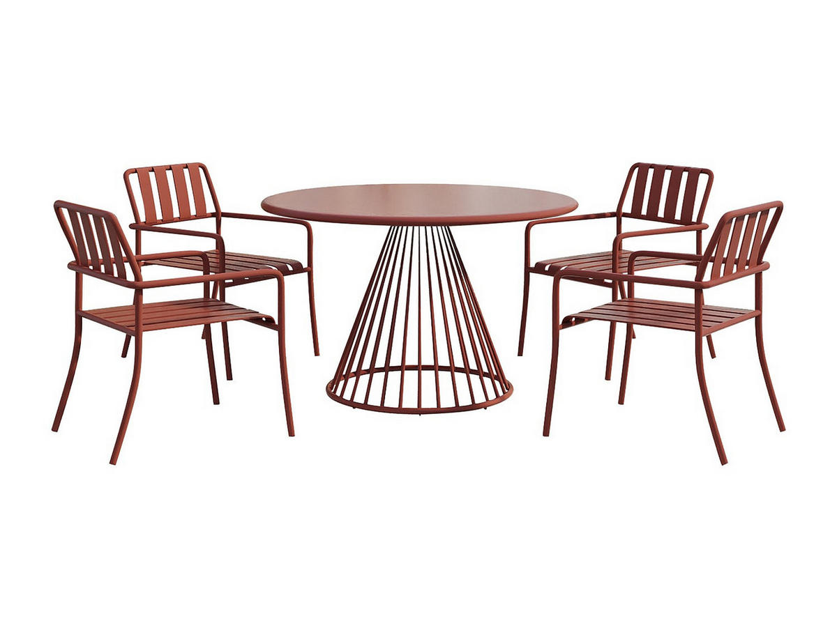 GARTENESSGRUPPE im Set - 4 -Sitzer - Stahl - terracotta - BIRMOS - Braun, Metall - Vente-Unique