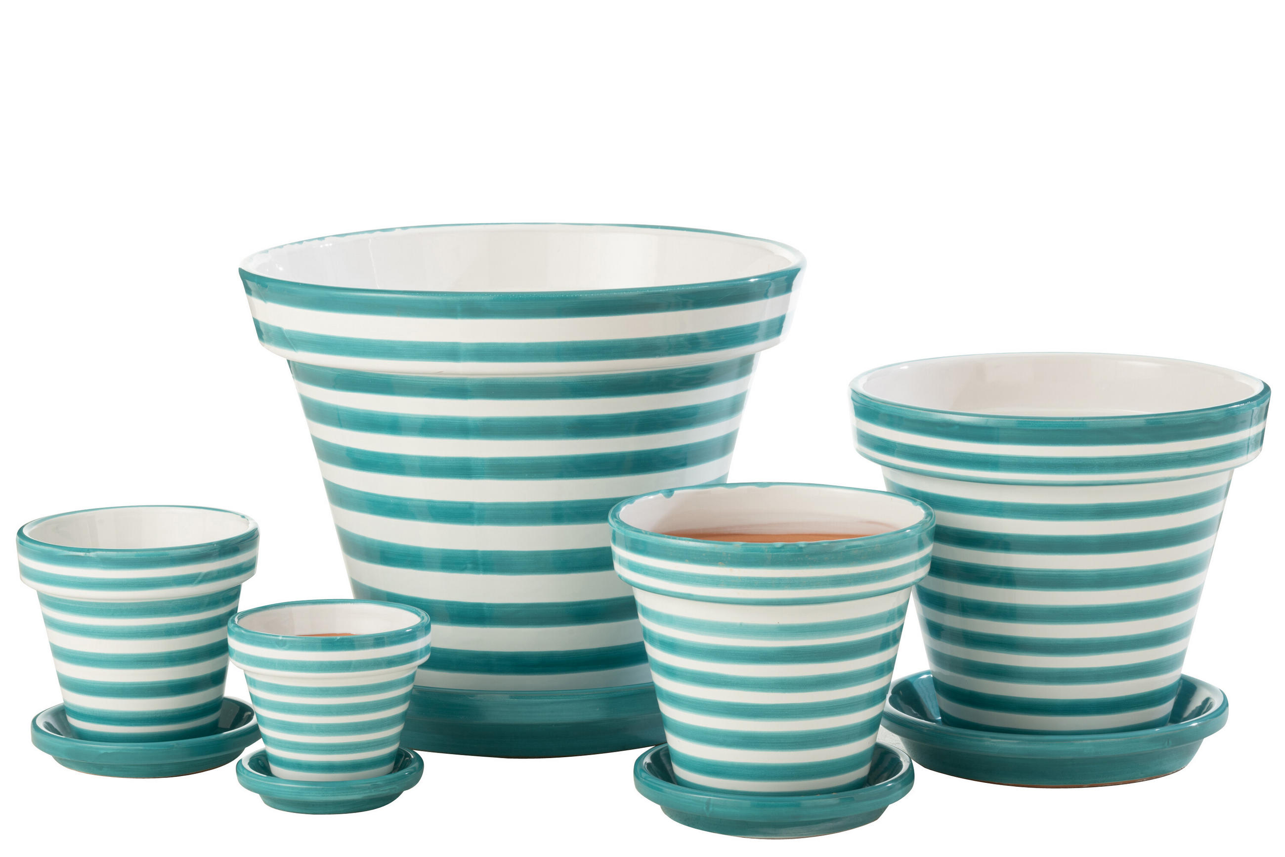 BLUMENTOPF GRANADA STRIPES - Töpferei - Aqua - XL - Ø 50 cm - Multicolor, Keramik (50/40cm) - J-Line