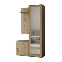 GARDEROBENSCHRANK Magnola Grau Artisan Eiche 100/180,5/35 cm – Modern, mit Spiegel und viel Stauraum - Hellbraun/Grau, Holzwerkstoff/Kunststoff (100/180.5/35cm) - AX Living