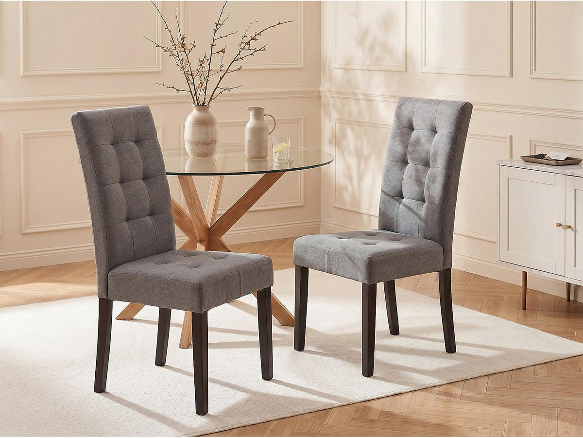 STUHL - 48 cm x 61 cm - Stoff - Grau VILLOSA - Grau, Textil (48/100/61cm) - Vente-Unique