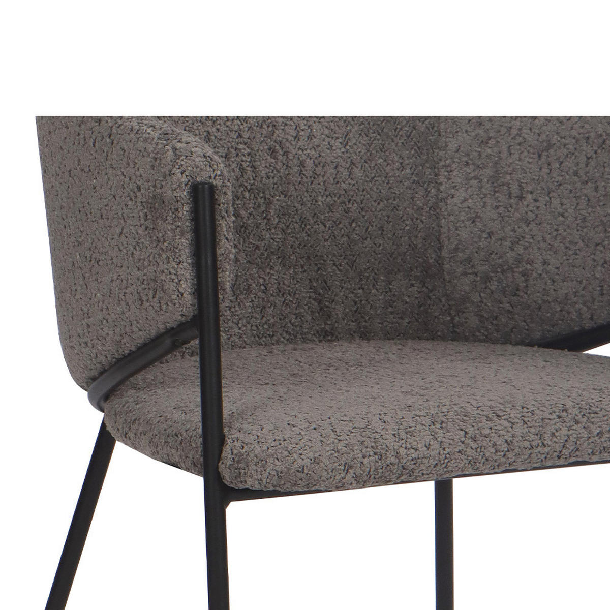 STUHL BUENO gespolsterter - grau - Glamour Chenille - Schwarz/Grau, Textil/Metall (55/83/56cm) - NEW HOME