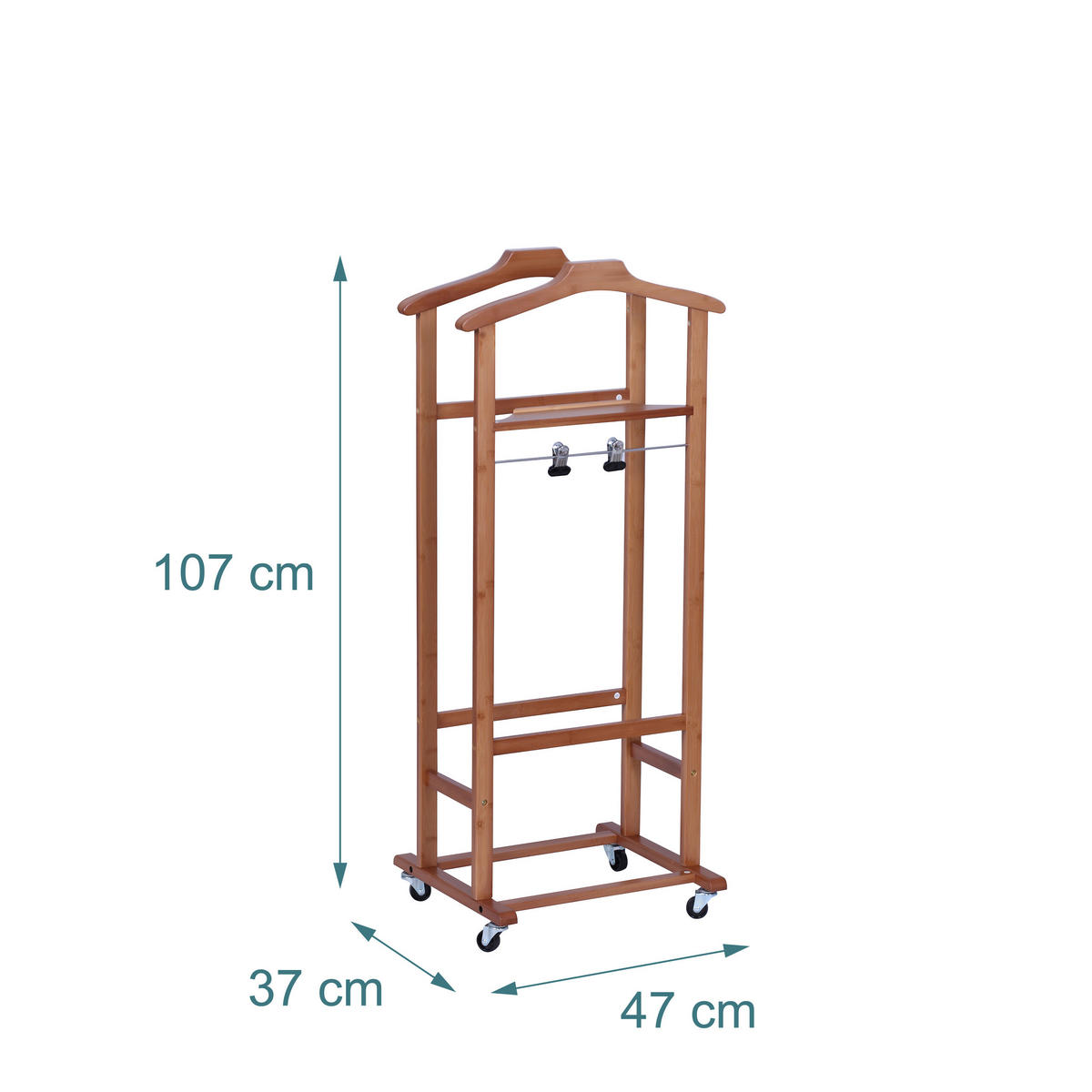 HERRENDIENER - Dunkelbraun, Holz/Kunststoff (47/107/37cm) - Relaxdays