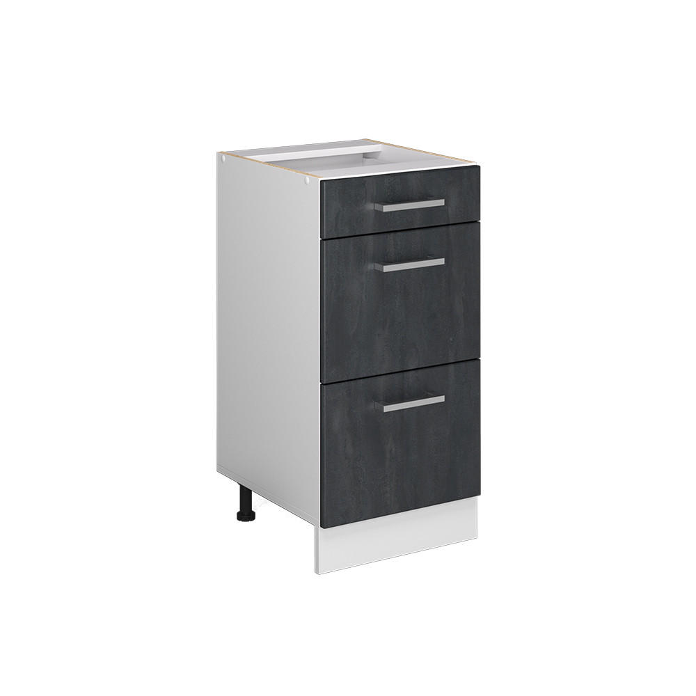 KÜCHENUNTERSCHRANK R-Line Schwarz Beton 40 cm ohne Arbeitsplatte - Schwarz/Weiß, Holzwerkstoff (40/81.6/46cm) - Vicco
