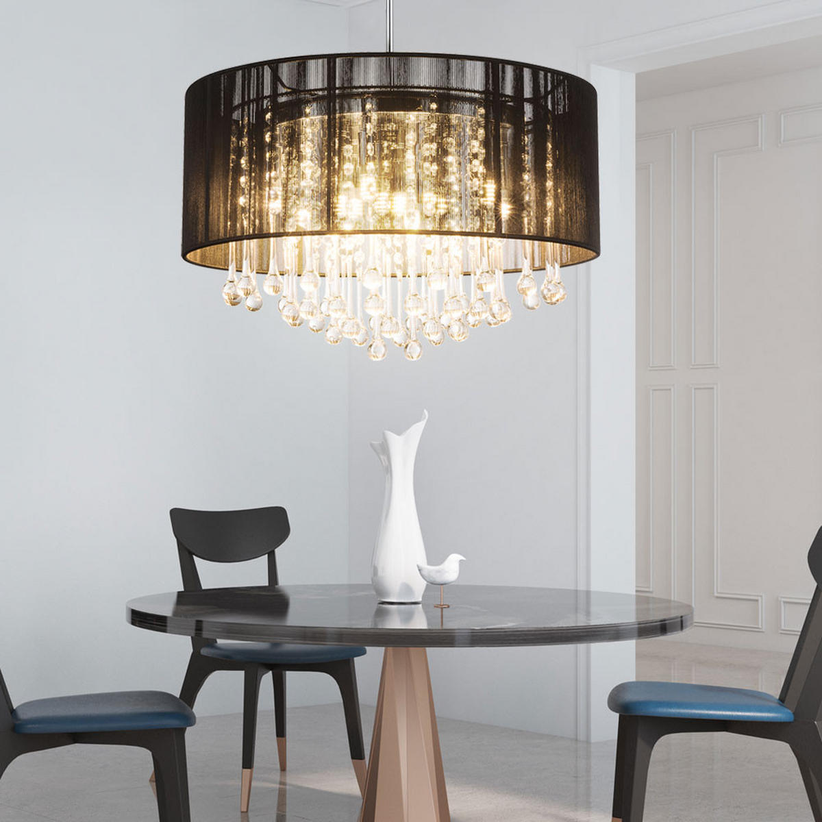 LED HÄNGELEUCHTE Bagana Metall Schwarz - Schwarz, Glas (50/50/120cm) - Globo Lighting