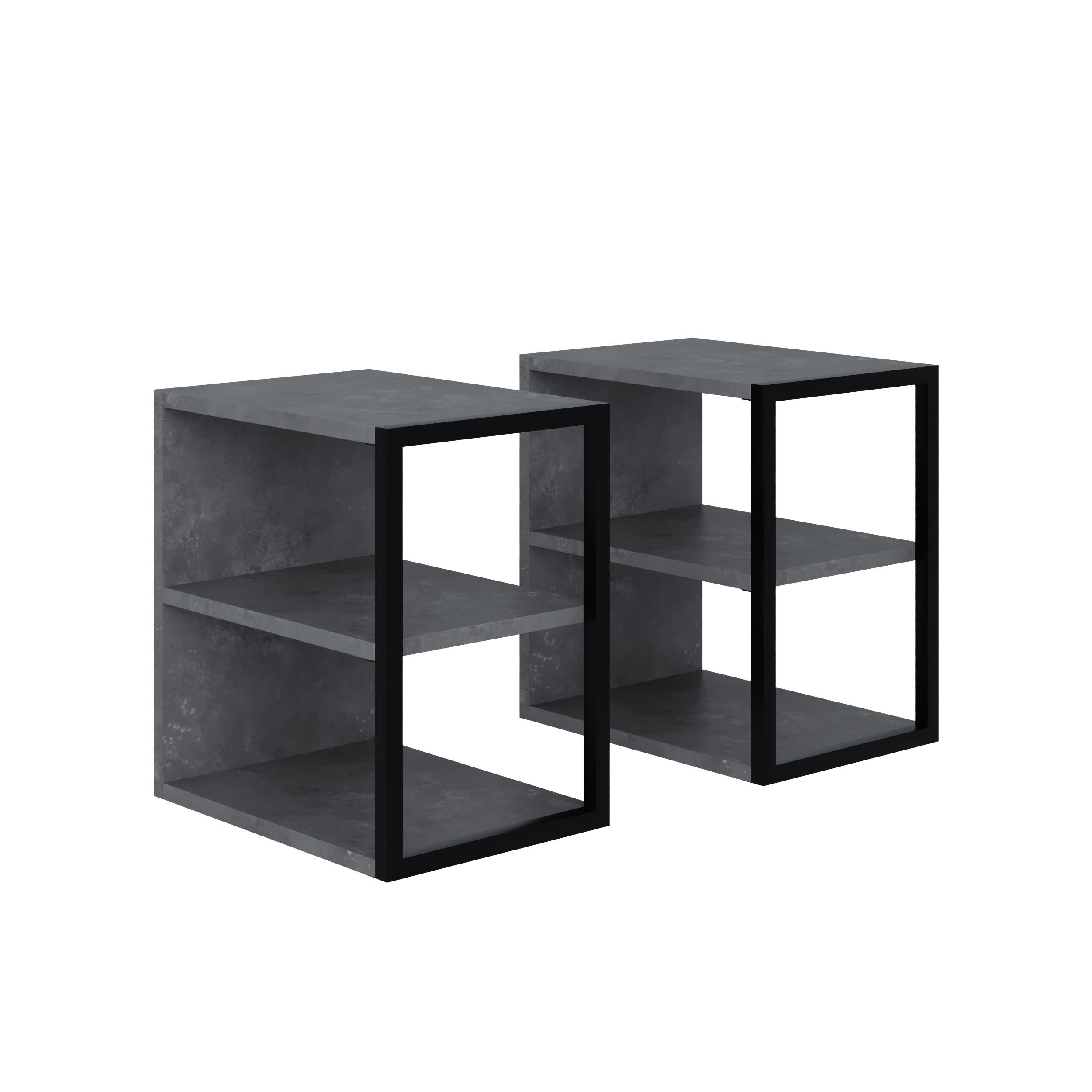 BEISTELLTISCH Echo 2er Set Grau 42/30/45 cm - Grau, Holzwerkstoff (42/30/45cm) - Decortie
