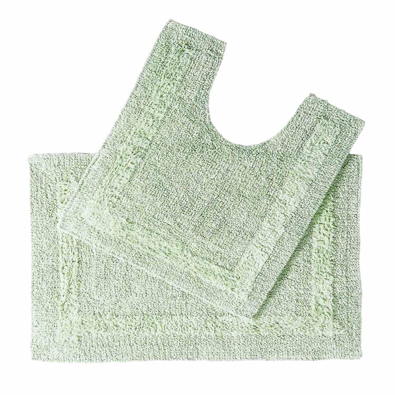 BADGARNITUR 2-teilig, Badematte & WC-Vorleger, wendbar - Salbeigrün, Textil (50/80cm) - Homescapes