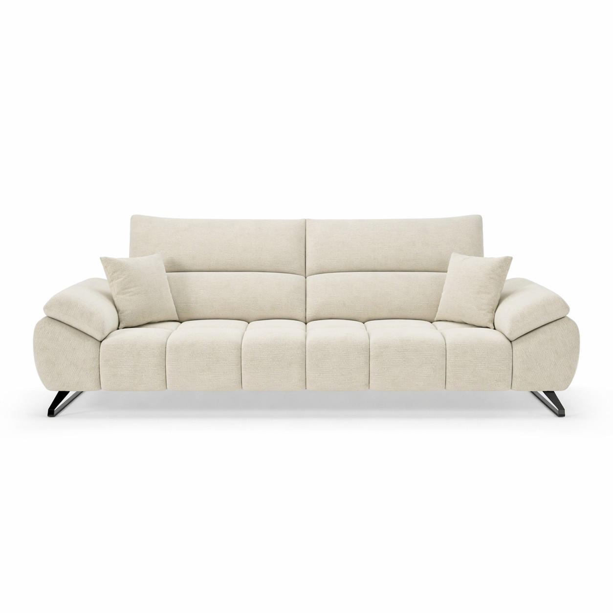 BIG Sofa Ruby Flachgewebe 245 cm - Beige/Schwarz, Holz/Metall (245/96/100cm) - Möbeldreams