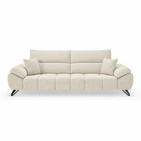 BIG Sofa Ruby Flachgewebe 245 cm - Beige/Schwarz, Holz/Metall (245/96/100cm) - Möbeldreams