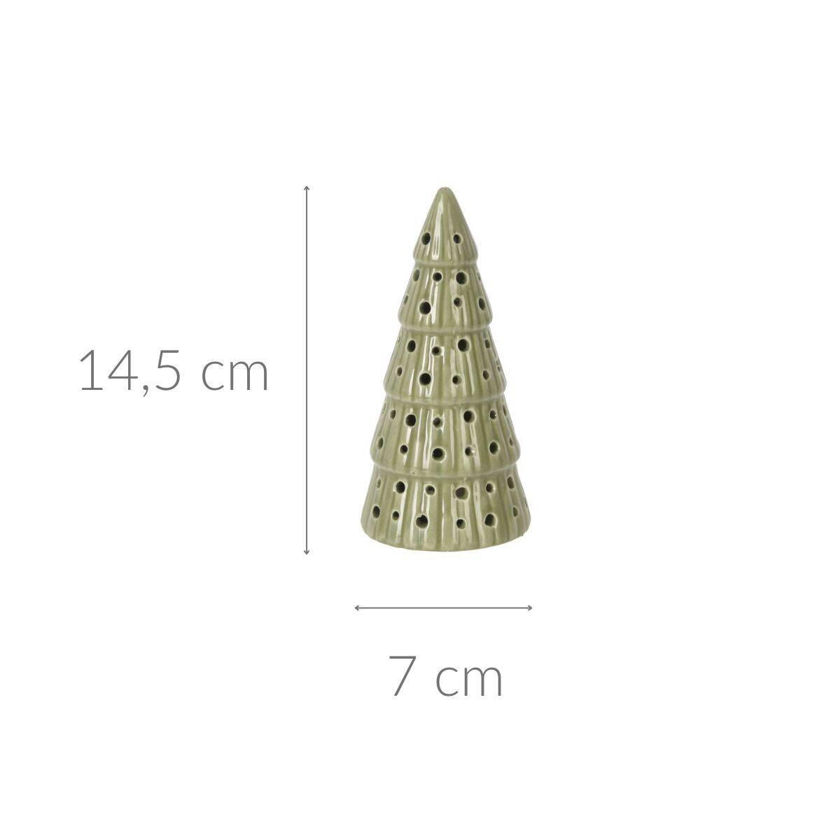 WEIHNACHTSBAUM Porzellan LED 14 cm - Grün, Keramik (7/14.5cm) - Home Styling Collection