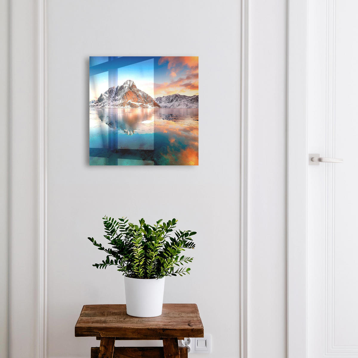SCHLÜSSELBOX Schwarz 30x30 cm- Türöffnung nach rechts - Harmonie der Berge - Blau, Metall (30/30/5cm) - TULUP
