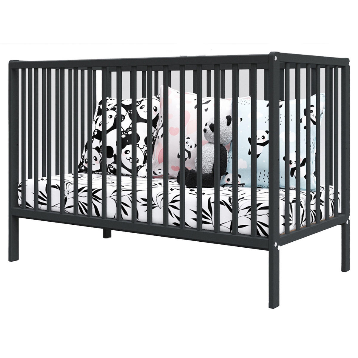 BABYBETT Anna, Mitwachsendes, Anthrazit - Anthrazit, Holz (60/120cm) - Premiers Moments