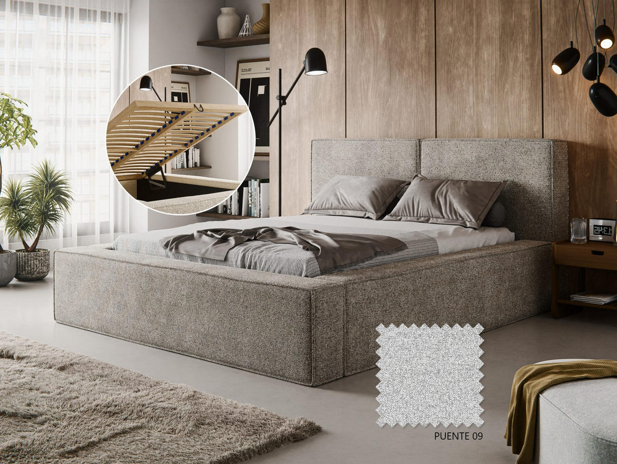 POLSTERBETT Lesti 180x200 cm, Grau - Grau, Textil (180/200cm) - Fedve