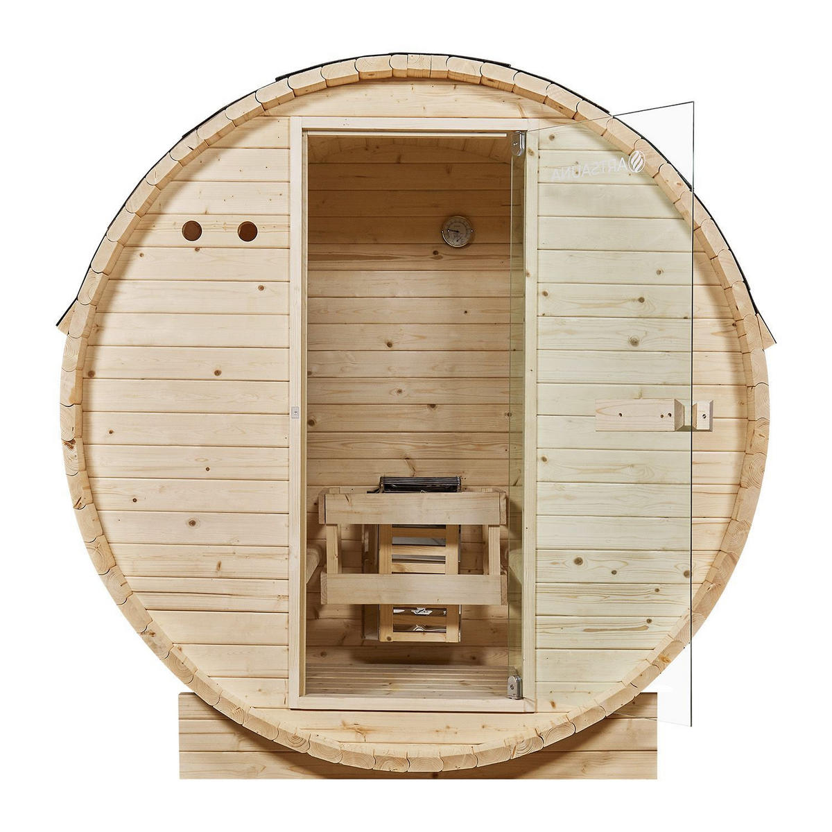 FASSSAUNA Spitzbergen 120 cm mit 3,6 kW Saunaofen (2 Personen) - Naturfarben, Holz (191/193/120cm) - Artsauna