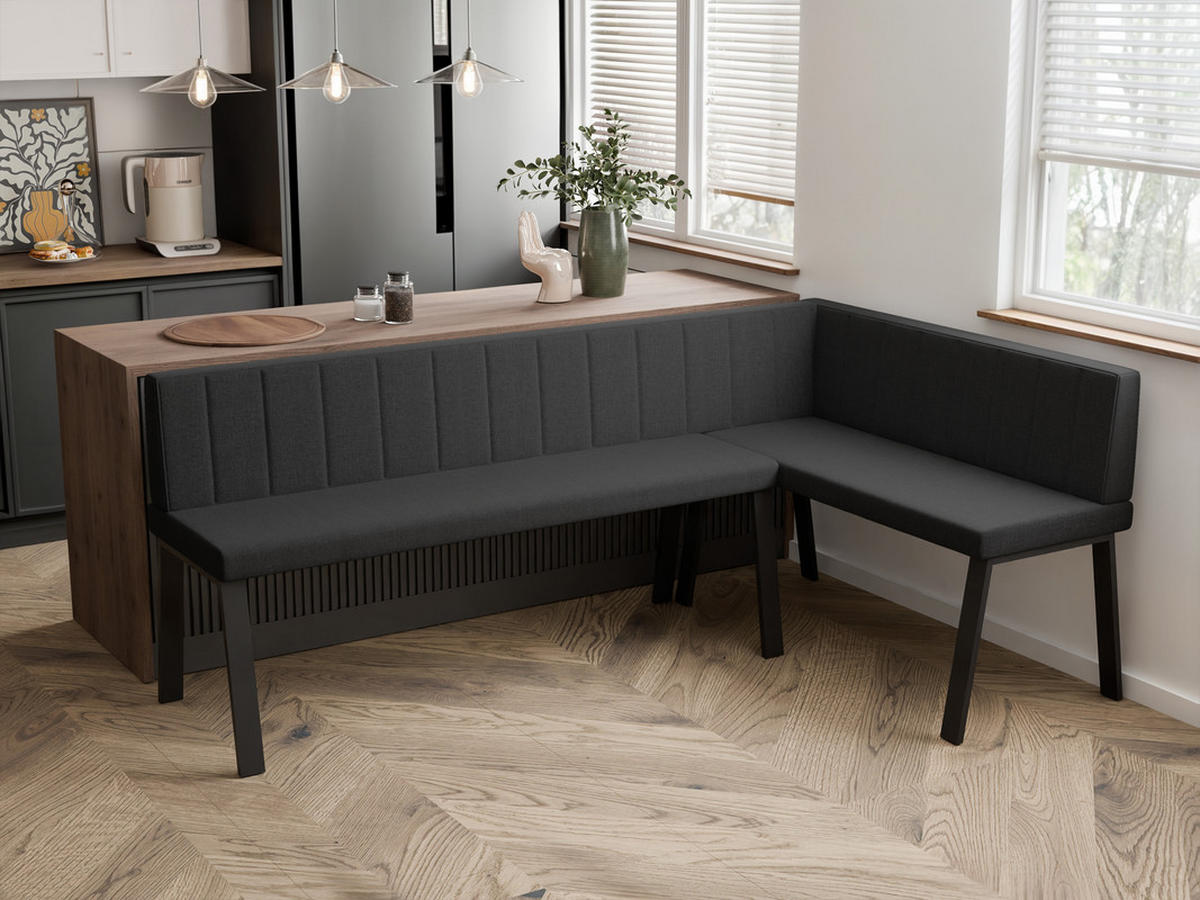 ECKBANK rechts MONO Y Webstoff gesteppt, 142/196 cm Anthrazit - Anthrazit, Textil/Metall (142/196cm) - Idohome