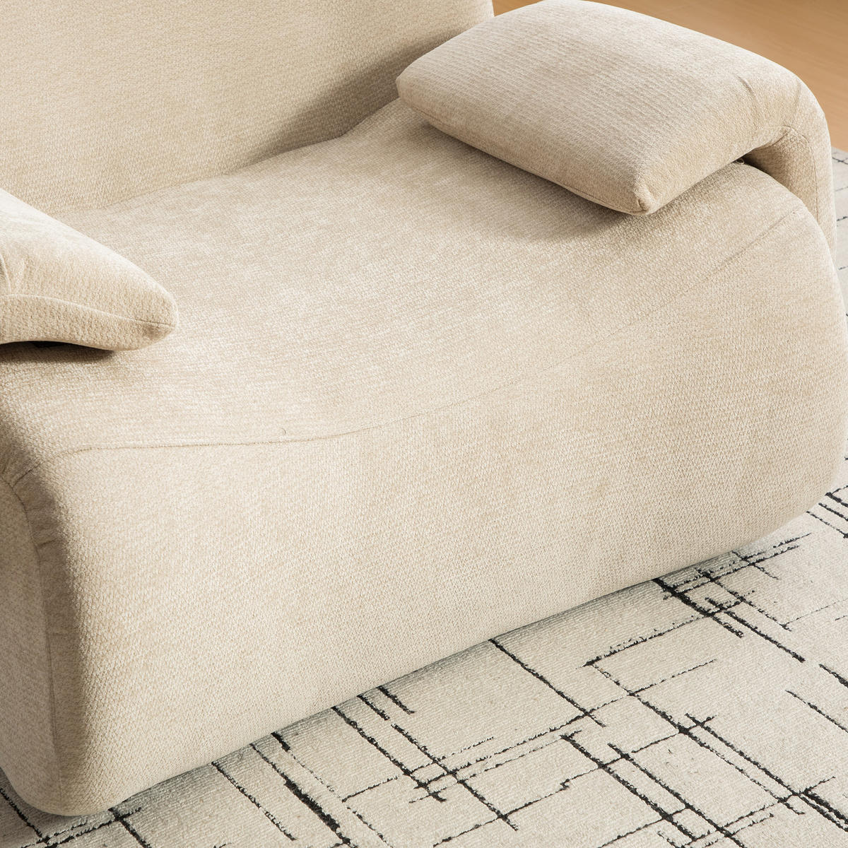 SESSEL DE-35120 mit Chenille-Bezug Hellkhaki - Sandfarben, Textil (92.5/73.5/120cm) - ComfortXL