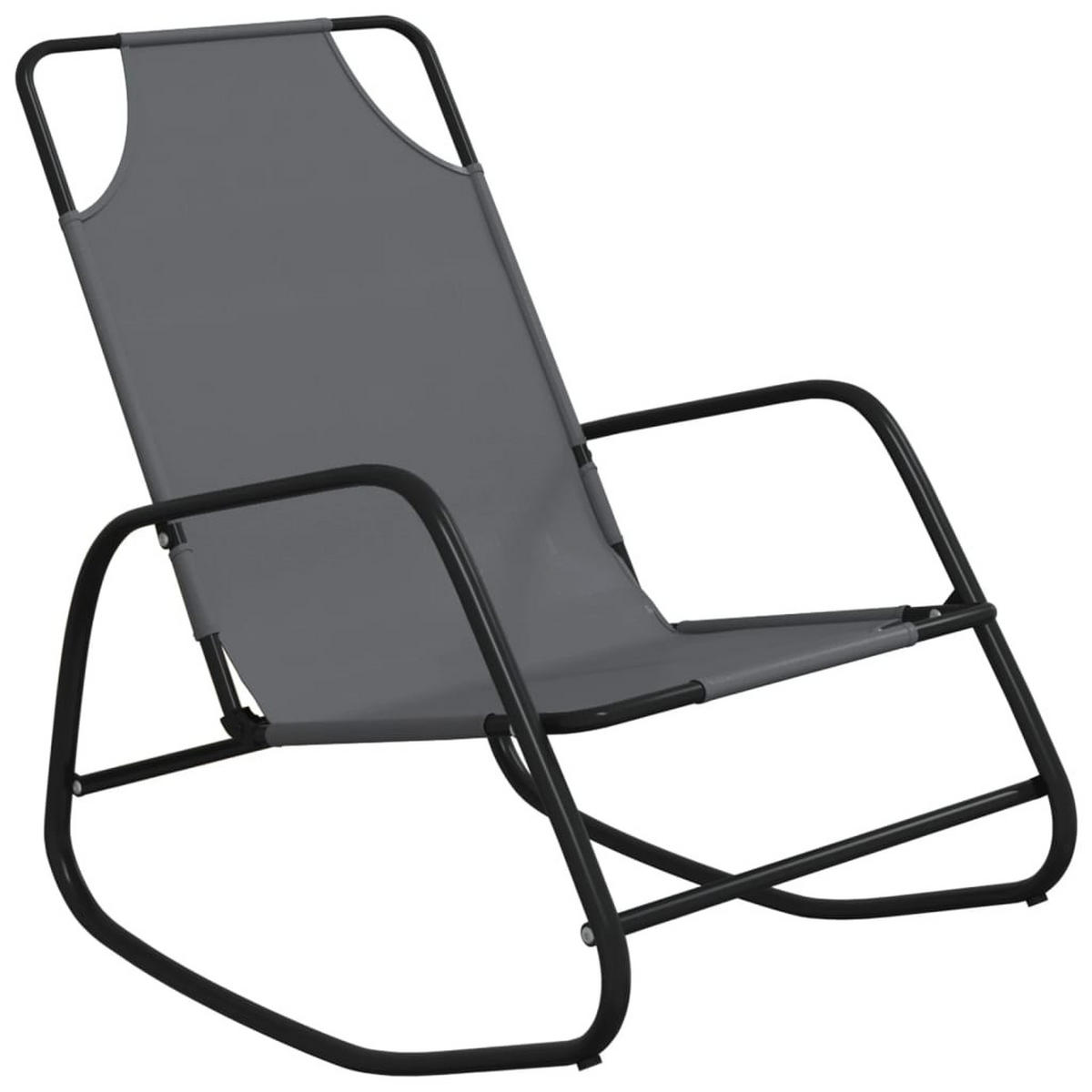 SCHAUKELLIEGEN 2 Stk. Grau Stahl und Textilene - Grau, Metall (89/93.5/58cm) - furnicato