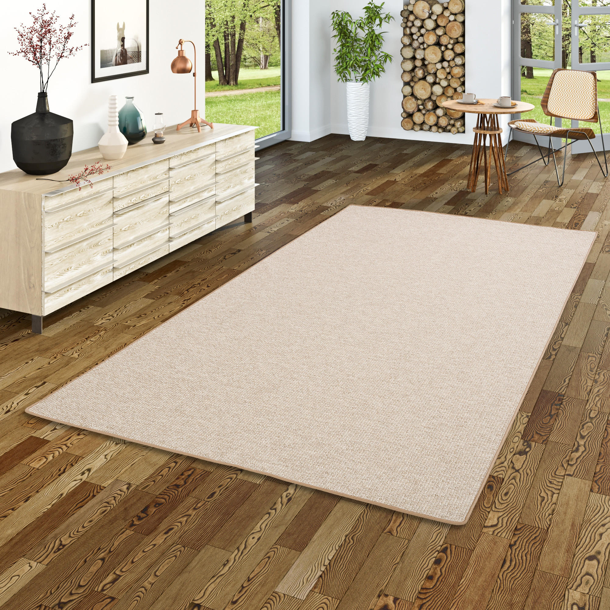 SISAL-OPTIK DESIGNER FLACHGEWEBE TEPPICH PURE MELIERT - Beige, Textil (140/200cm) - Snapstyle