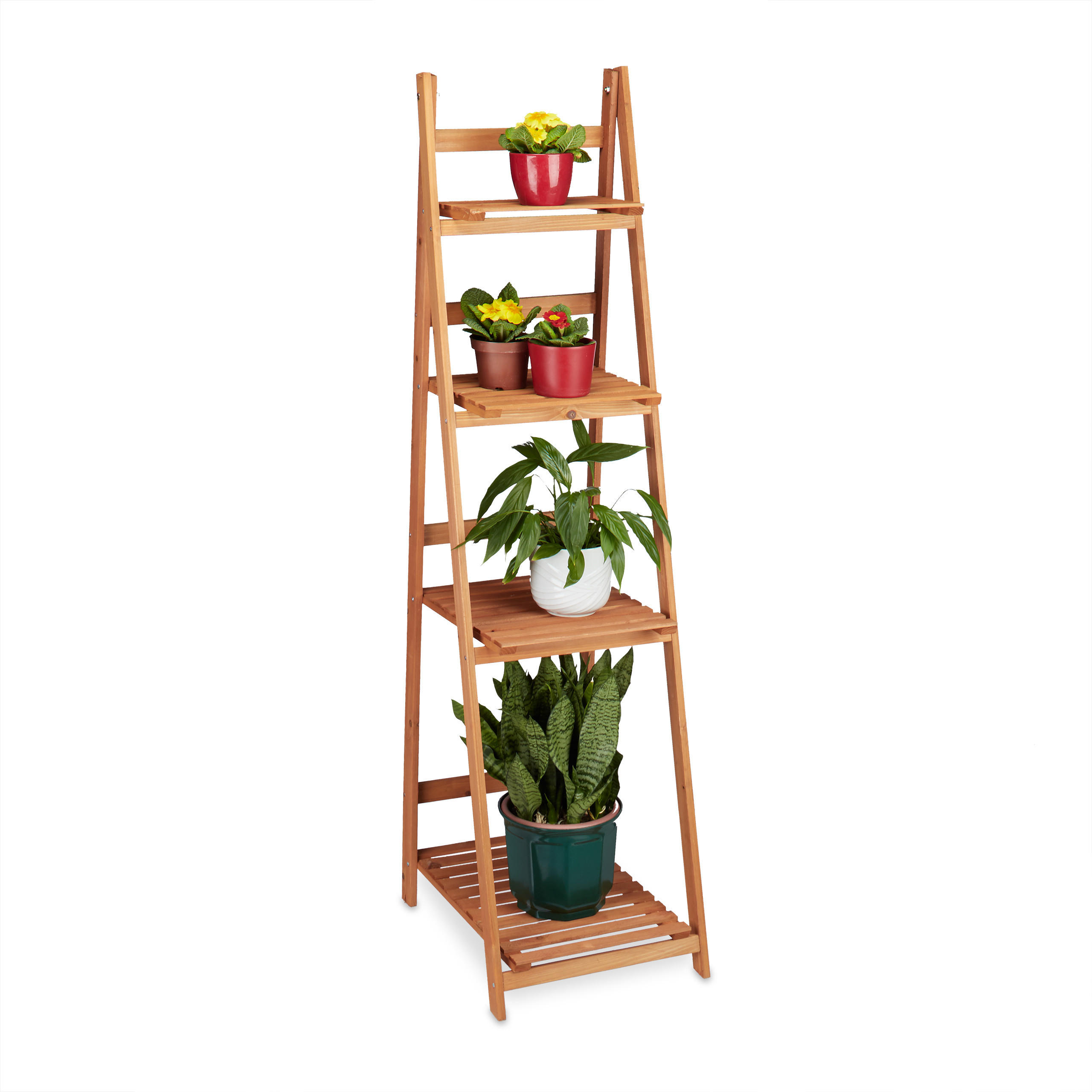BLUMENTREPPE - Hellbraun, Holz (41/161/50cm) - Relaxdays