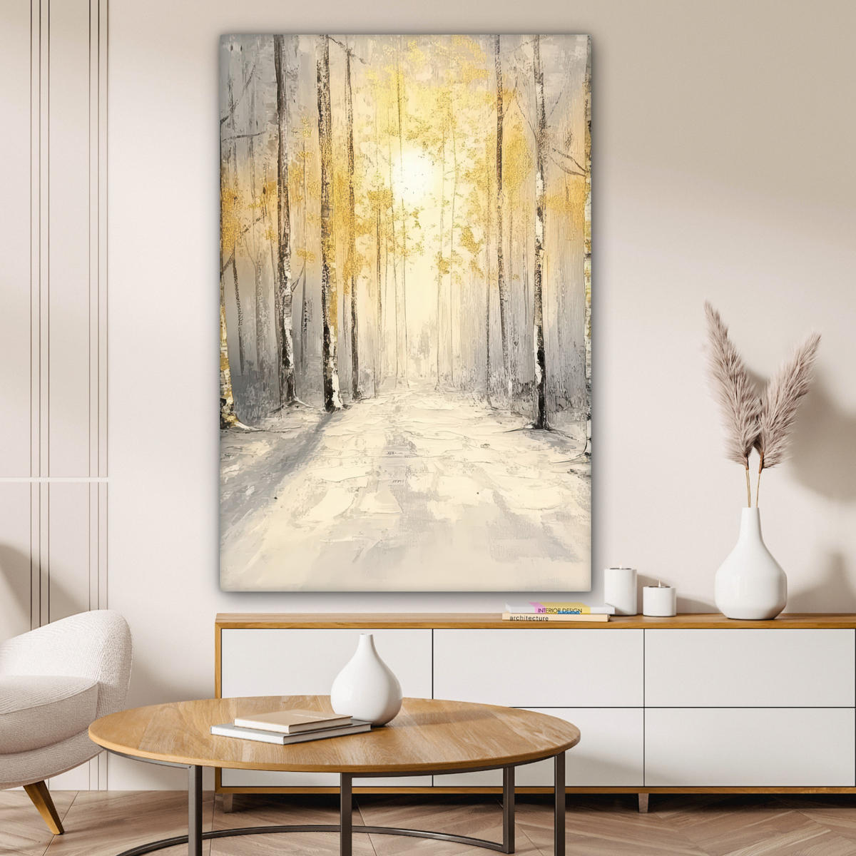 LEINWANDBILD Winter - Abstrakt - Schnee - Natur - Sonne 80x120 cm - Grau, Textil (80/120cm) - MuchoWow