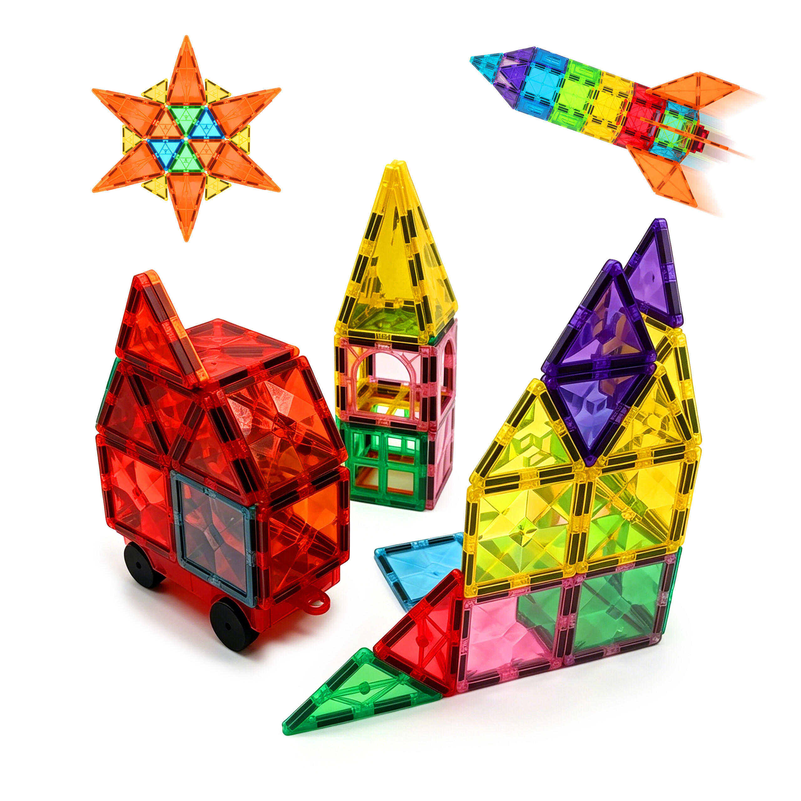 MAGNETBAUSTEINE-SET - Multicolor, Kunststoff/Metall (7.5/19.5cm) - Relaxdays