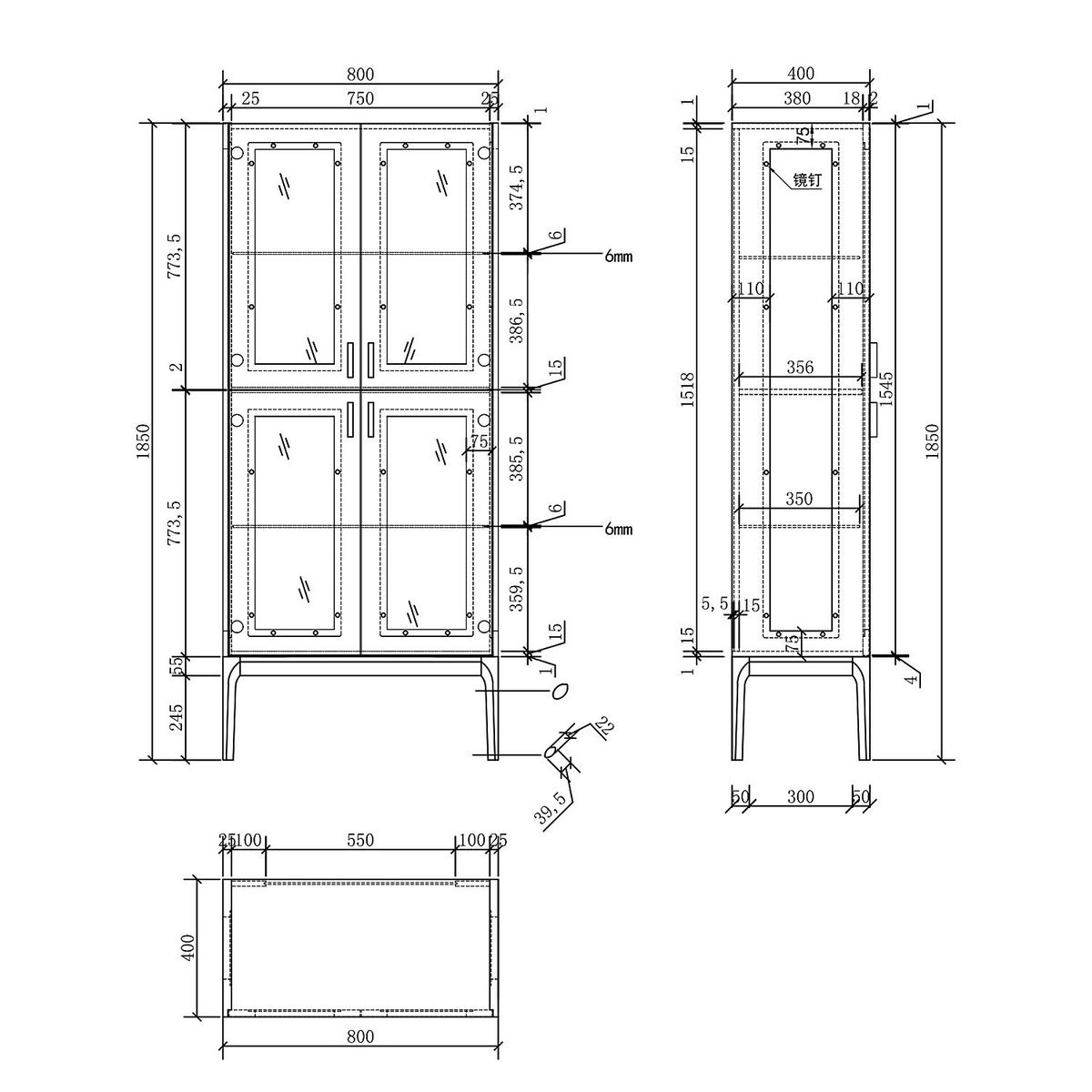 VITRINENSCHRANK - Weiß - Weiß, Holz/Holzwerkstoff (80/190/40cm) - home24