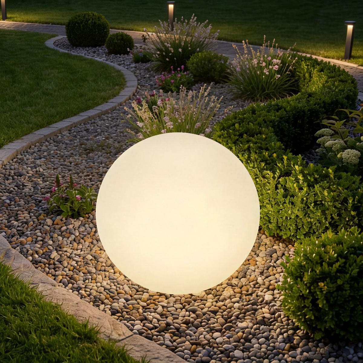 KUGELLEUCHTE Luminous Globe, inklusive Erdspieß, weiß - Weiß, Kunststoff (40/40/40cm) - tectake