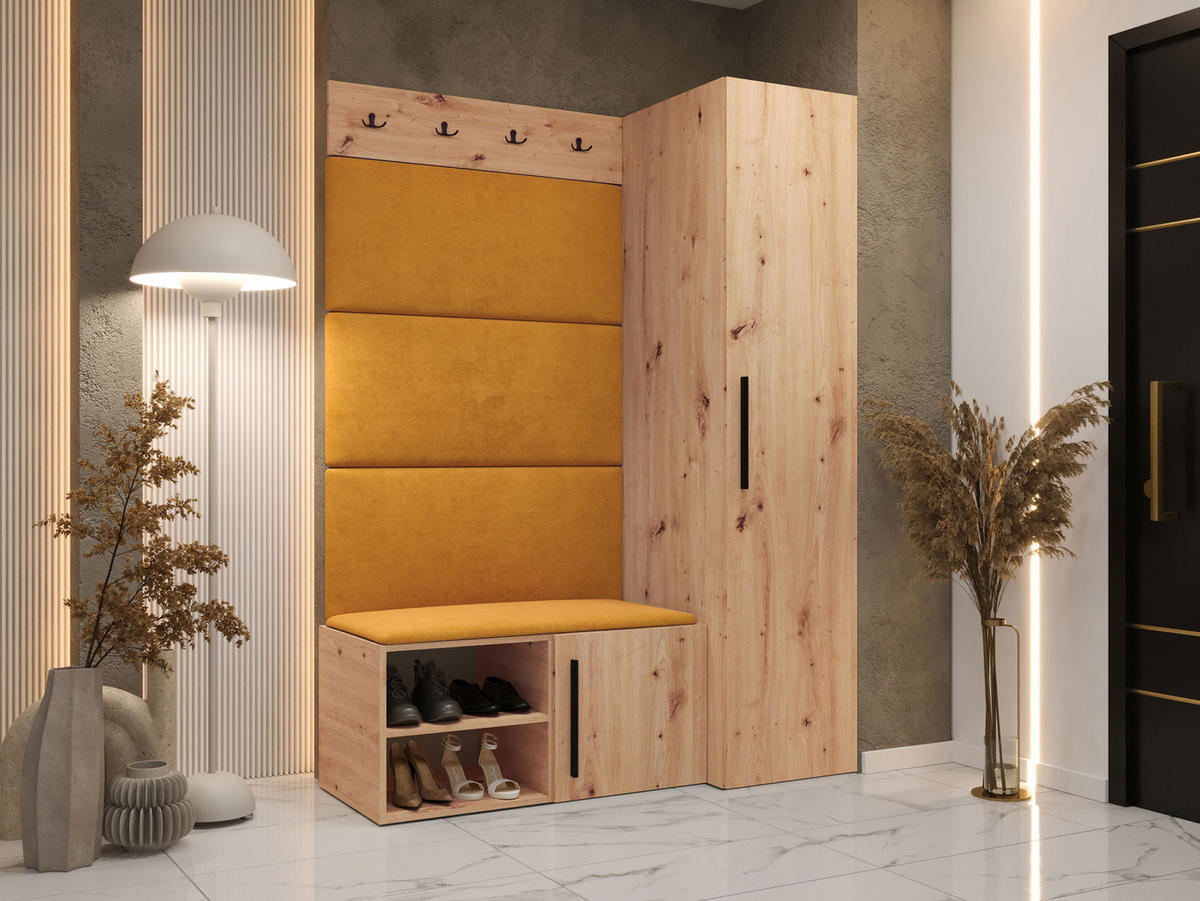 GARDEROBEN-SET Medi II - Schwarz/Orange, Holzwerkstoff/Kunststoff (40/191/50cm) - MIRJAN24